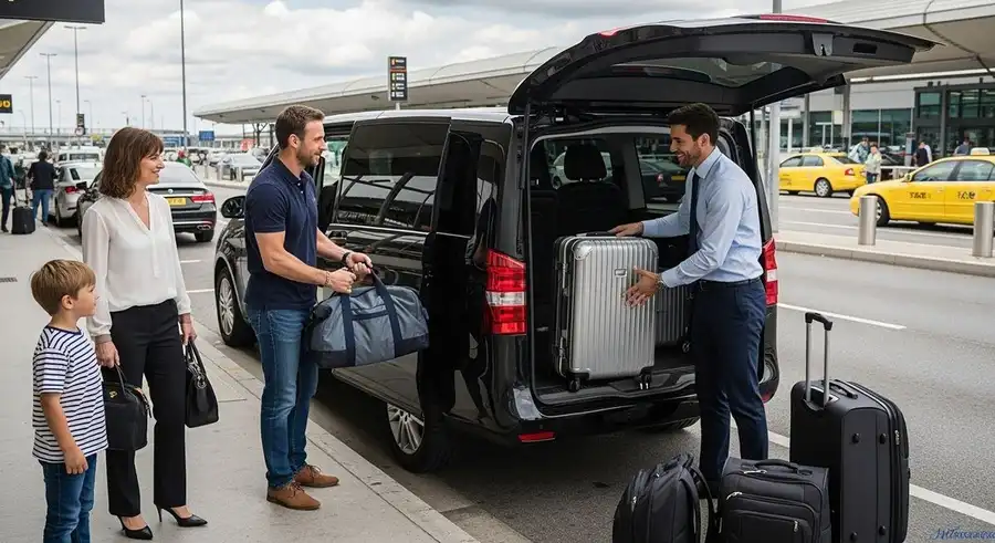 Family airport transfer with professional driver